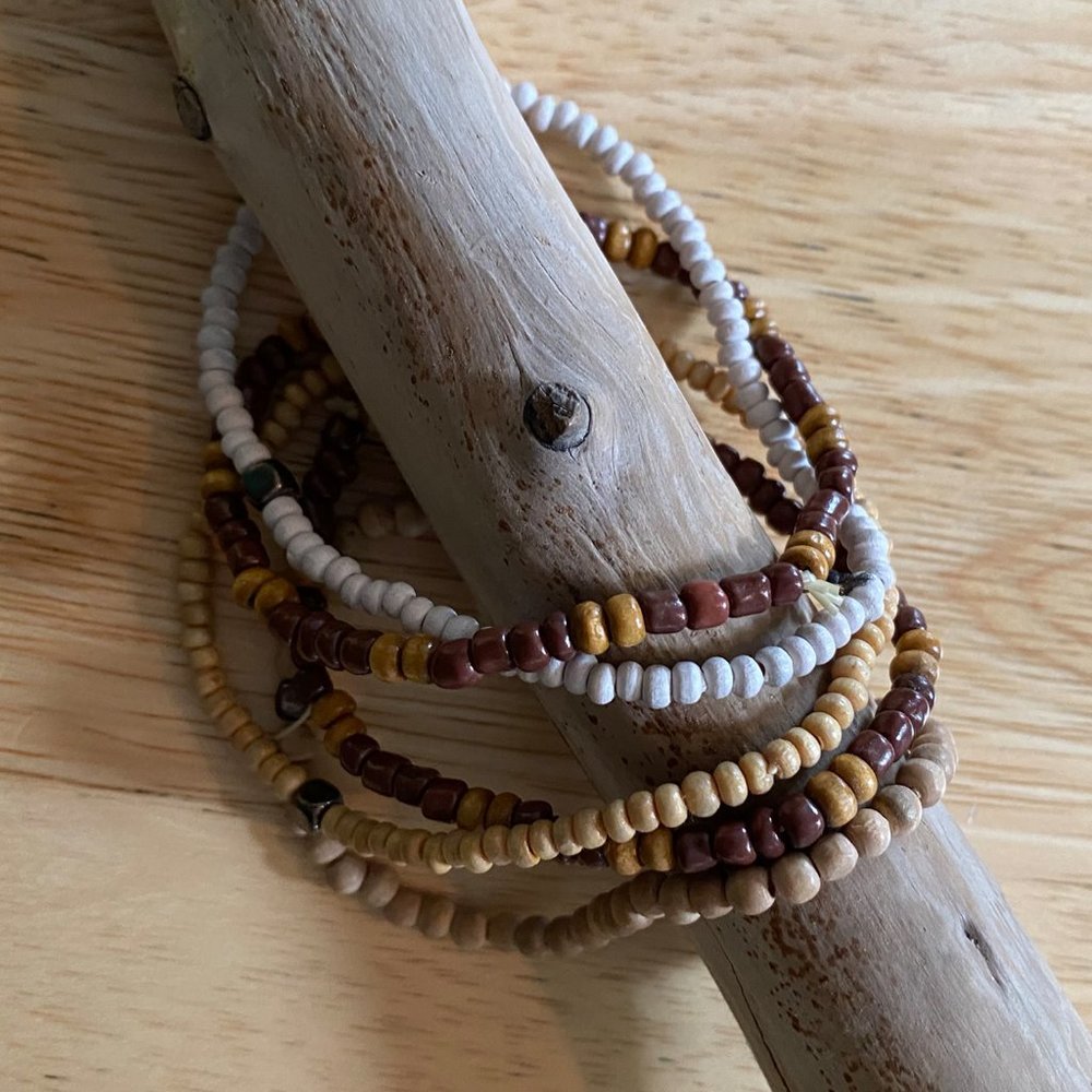 BEADED ELASTIC  BRACELETS SET OF (5)